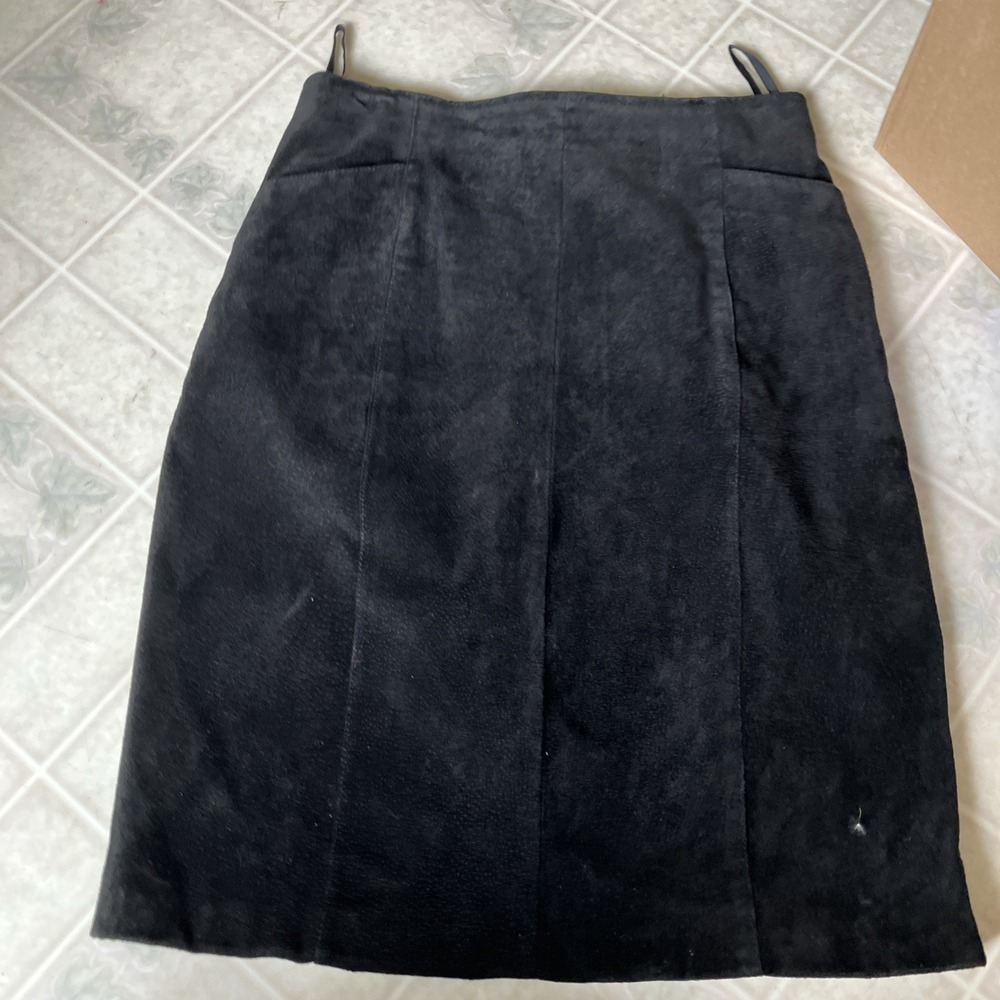 Vtg Wilsons Leather Skirt sz 8 Black‎ Suede Pencil Lined grunge Goth 90's Y2K